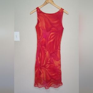 Y2k Giorgio Fiorelli Vibrant Red and Orange Midi Dress